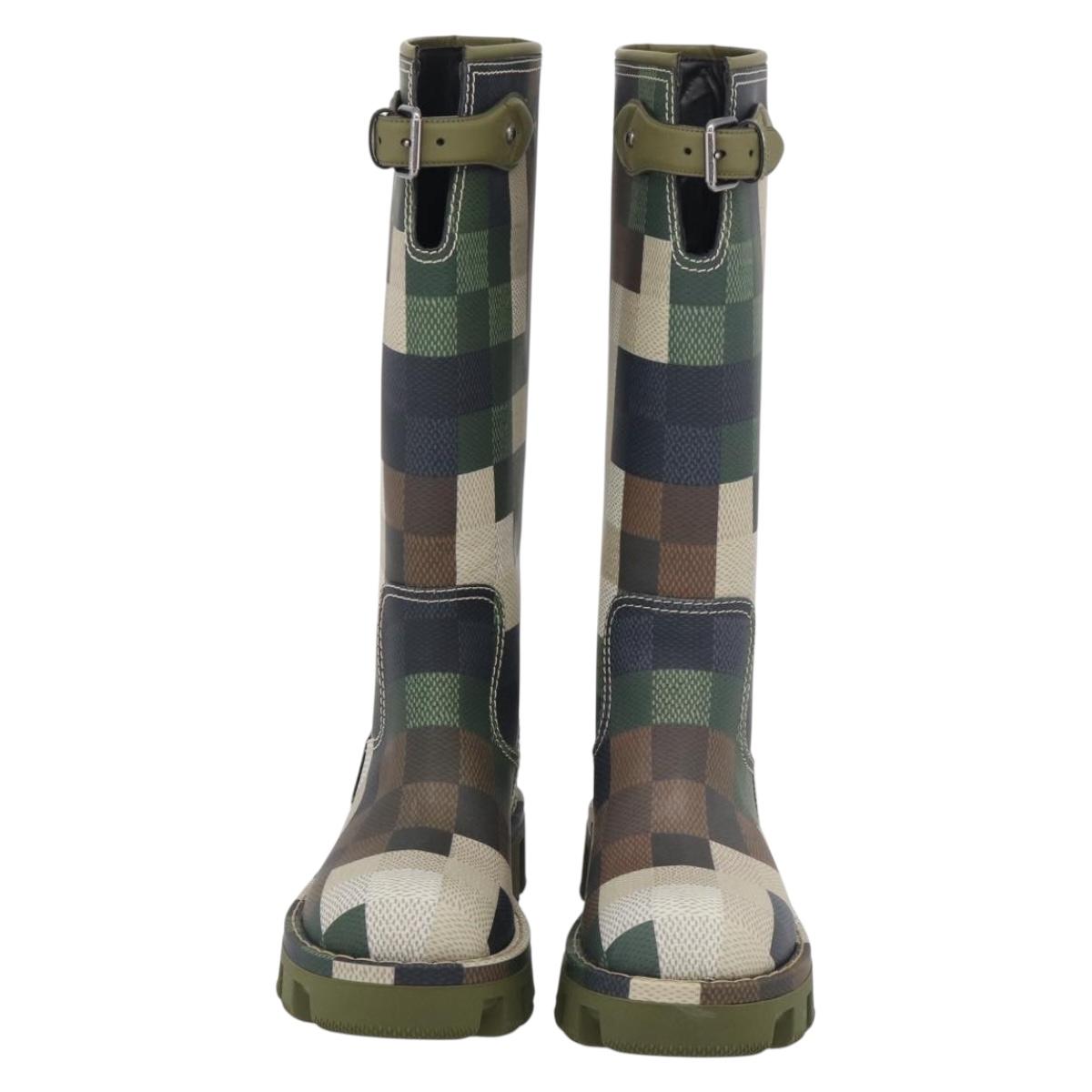 LOUIS VUITTON Damier Graphic Pixel long Boots 9 1/2 Green LV Auth 210459M
