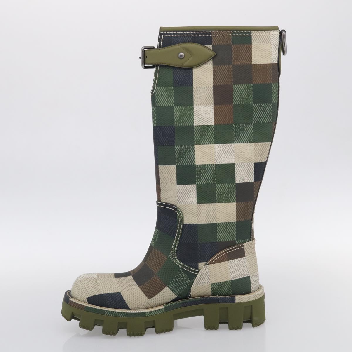 LOUIS VUITTON Damier Graphic Pixel long Boots 9 1/2 Green LV Auth 210459M