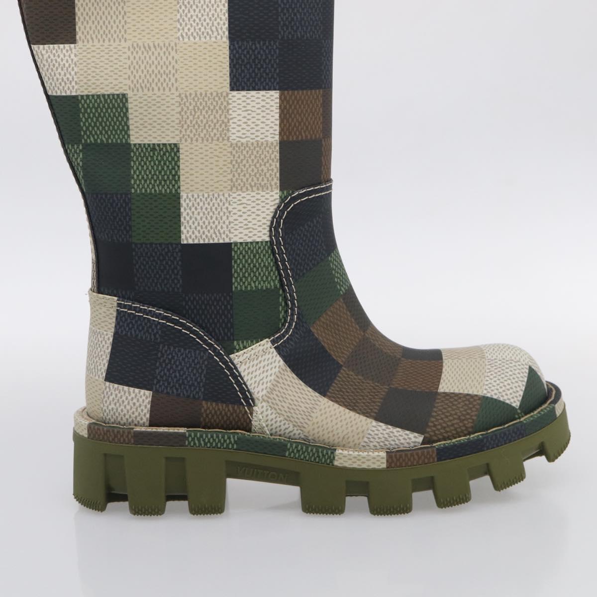 LOUIS VUITTON Damier Graphic Pixel long Boots 9 1/2 Green LV Auth 210459M