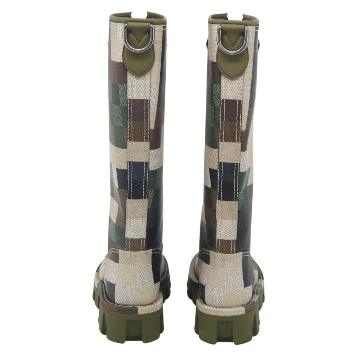 LOUIS VUITTON Damier Graphic Pixel long Boots 9 1/2 Green LV Auth 210459M