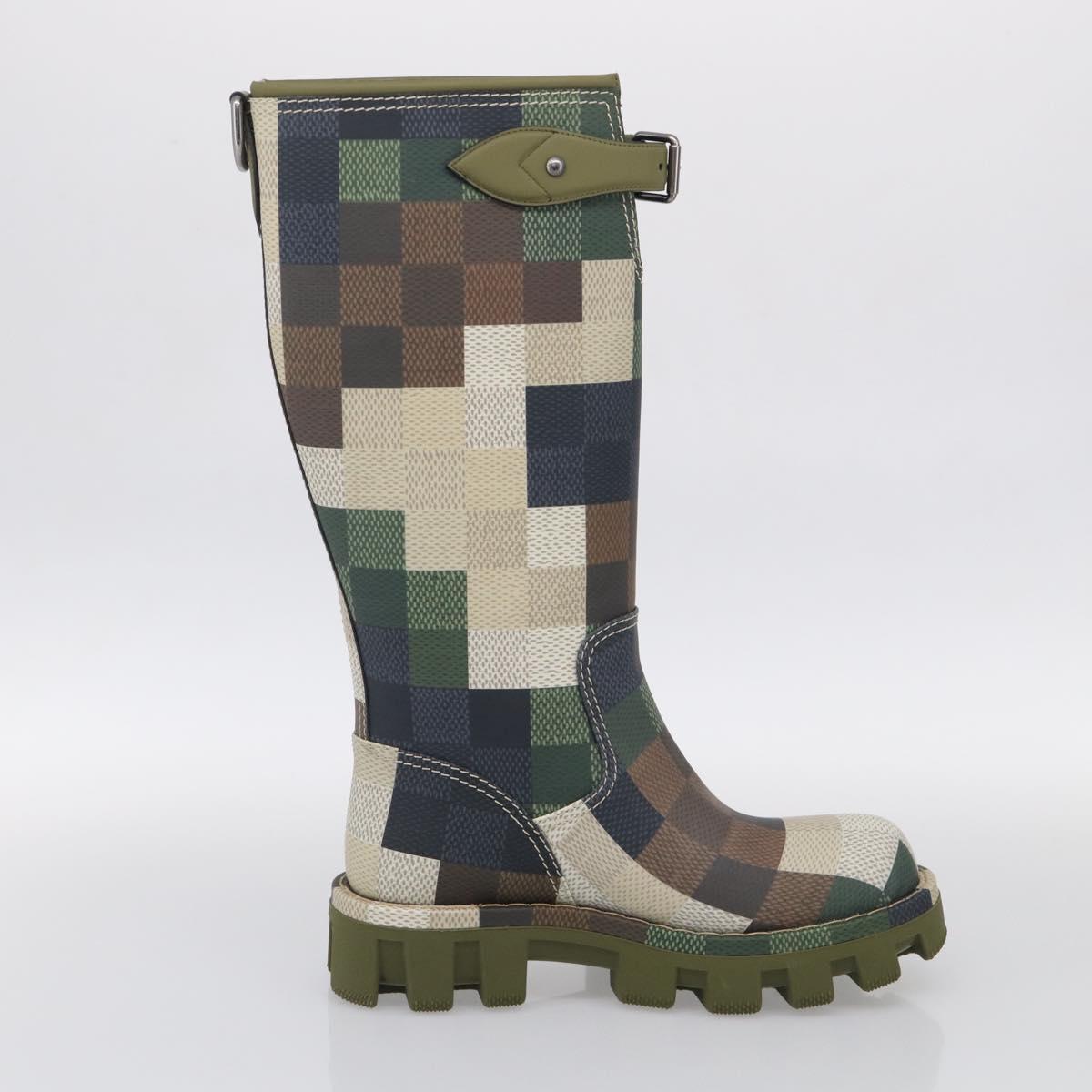 LOUIS VUITTON Damier Graphic Pixel long Boots 9 1/2 Green LV Auth 210459M