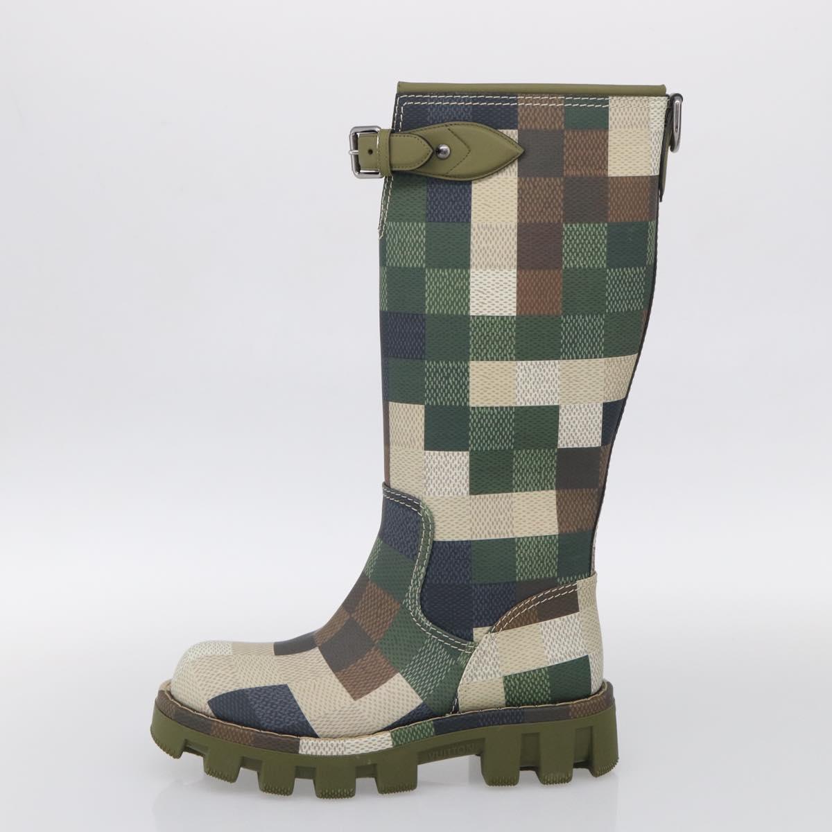 LOUIS VUITTON Damier Graphic Pixel long Boots 9 1/2 Green LV Auth 210459M