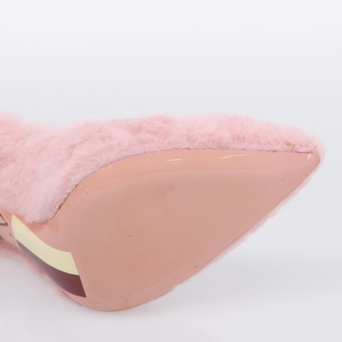 LOUIS VUITTON Pumps Leather Mouton 34 1/2 Pink LV Auth 210464M