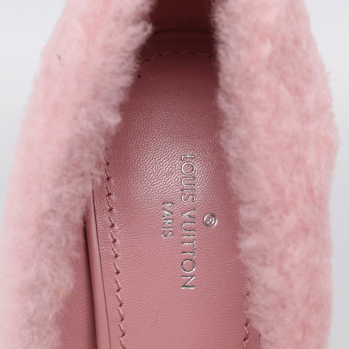 LOUIS VUITTON Pumps Leather Mouton 34 1/2 Pink LV Auth 210464M