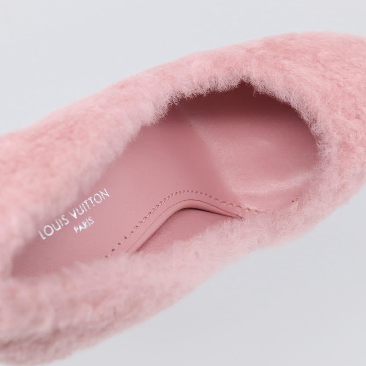 LOUIS VUITTON Pumps Leather Mouton 34 1/2 Pink LV Auth 210464M