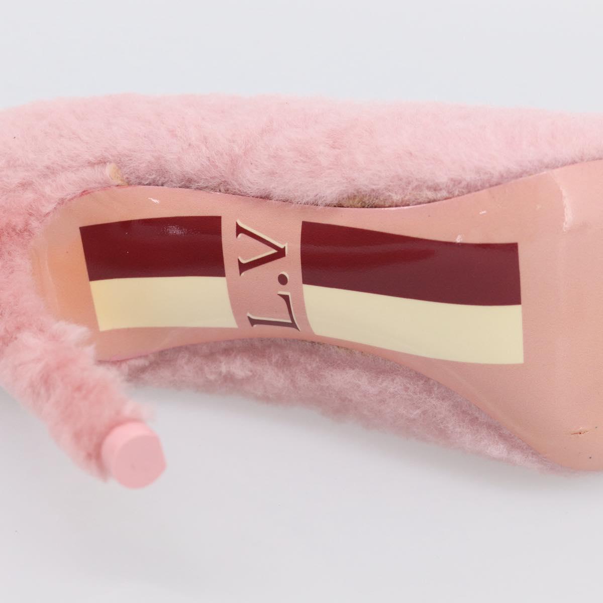 LOUIS VUITTON Pumps Leather Mouton 34 1/2 Pink LV Auth 210464M