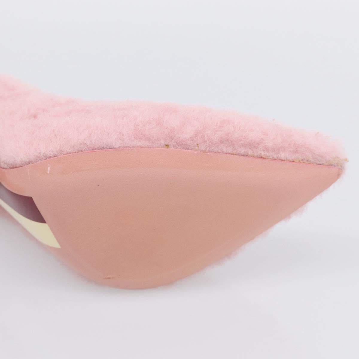 LOUIS VUITTON Pumps Leather Mouton 34 1/2 Pink LV Auth 210464M