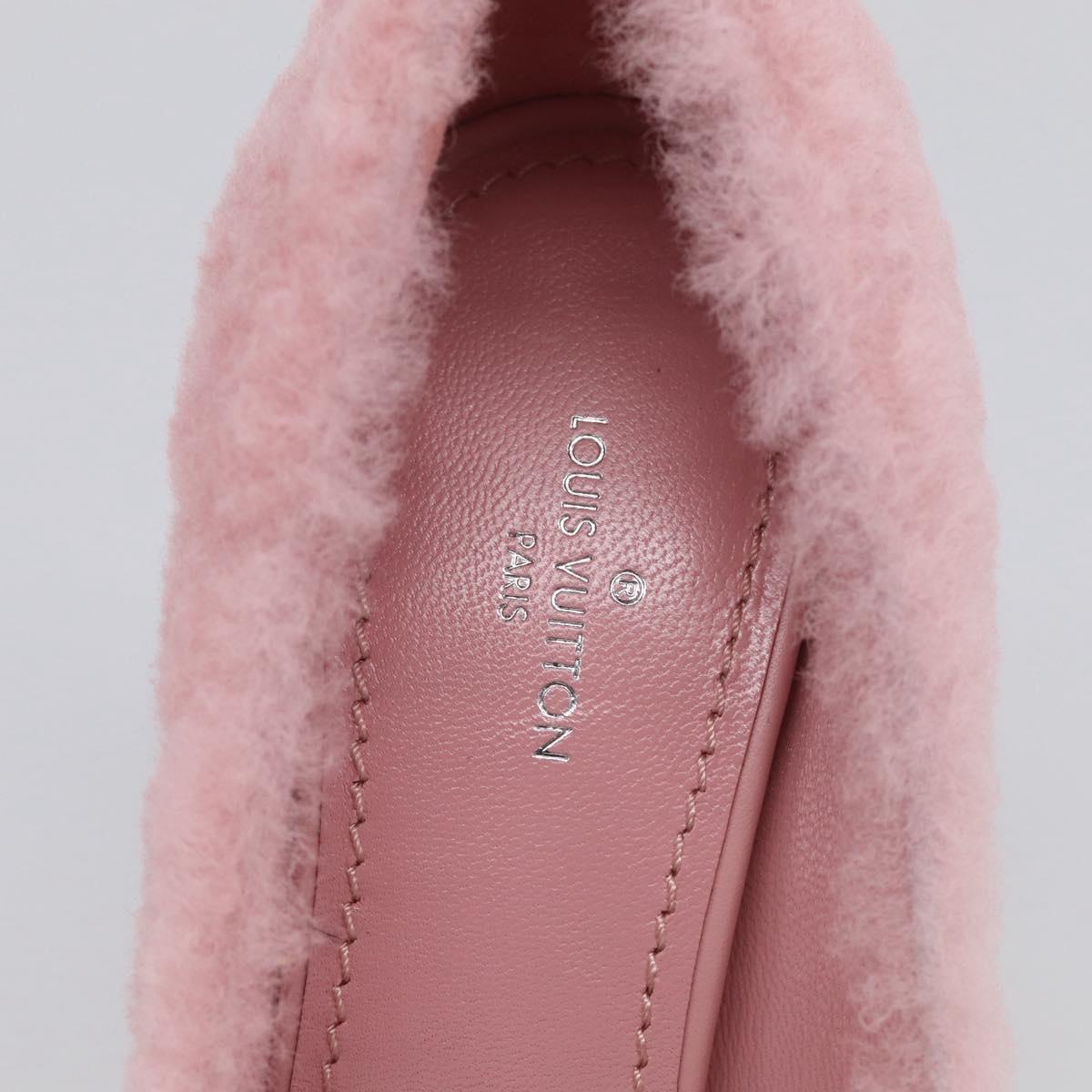 LOUIS VUITTON Pumps Leather Mouton 34 1/2 Pink LV Auth 210464M