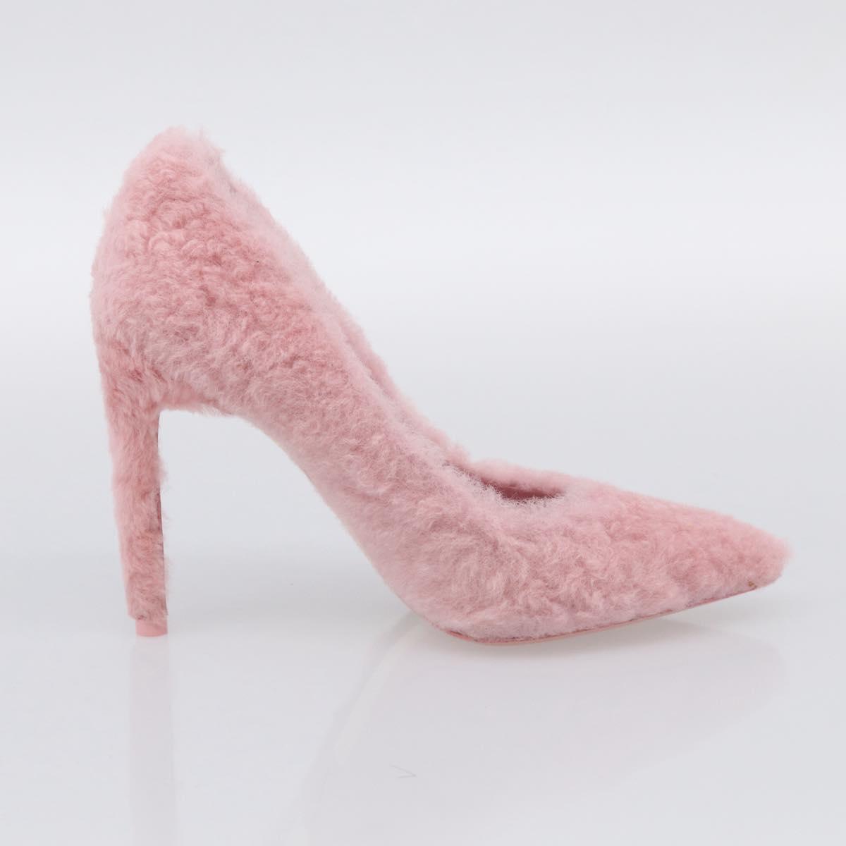 LOUIS VUITTON Pumps Leather Mouton 34 1/2 Pink LV Auth 210464M