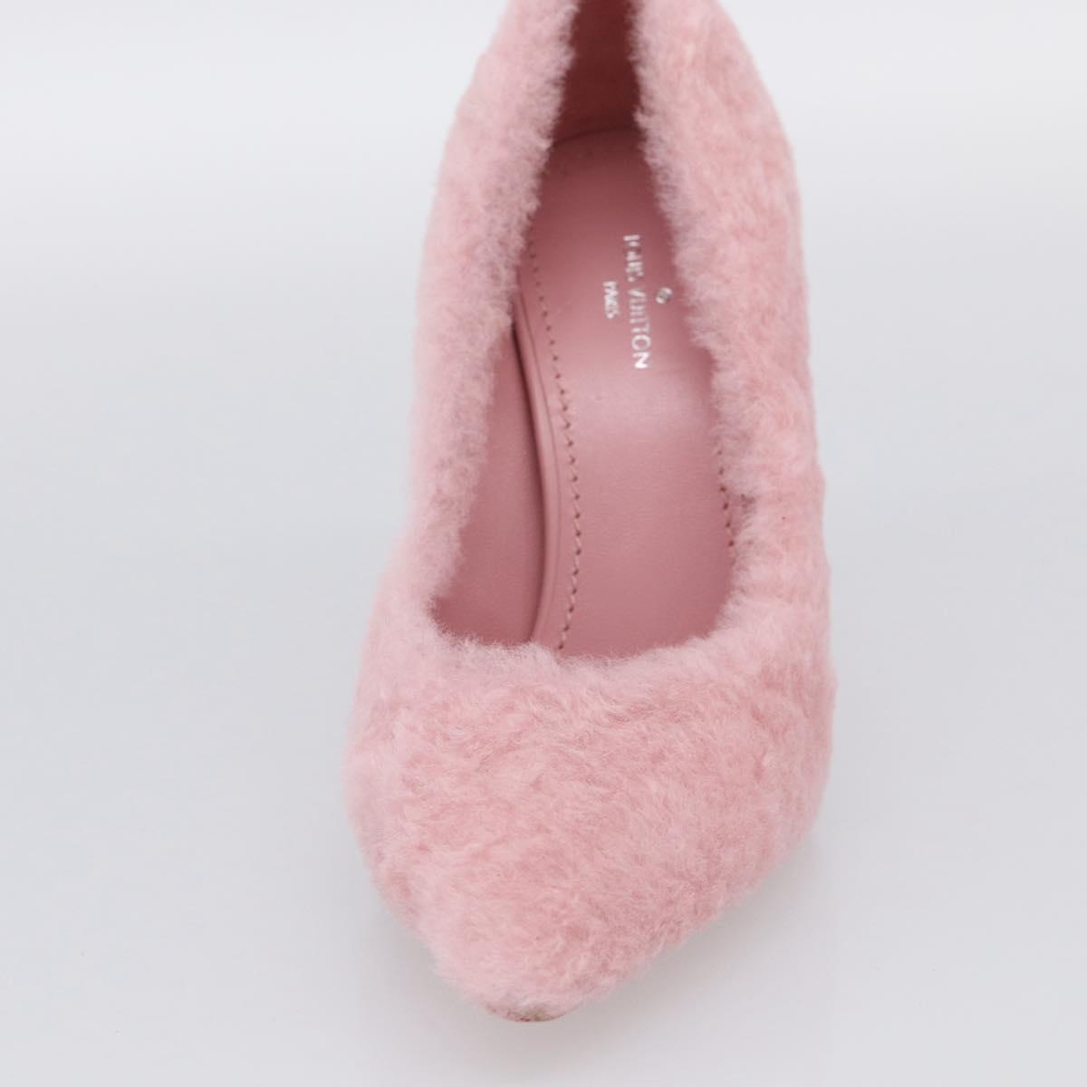 LOUIS VUITTON Pumps Leather Mouton 34 1/2 Pink LV Auth 210464M