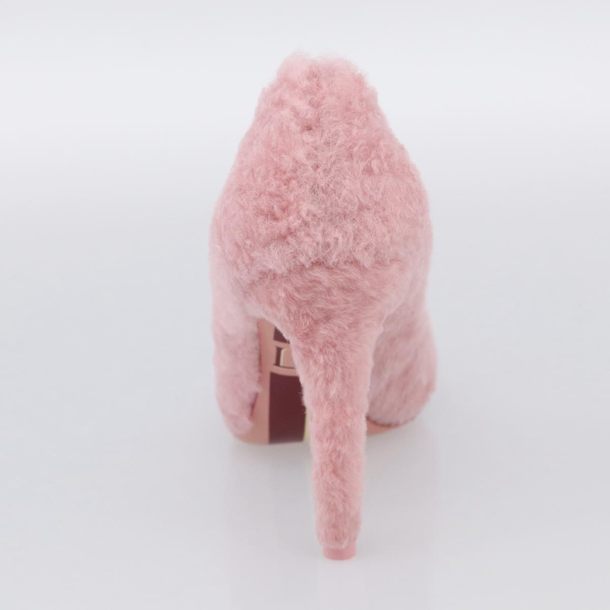LOUIS VUITTON Pumps Leather Mouton 34 1/2 Pink LV Auth 210464M