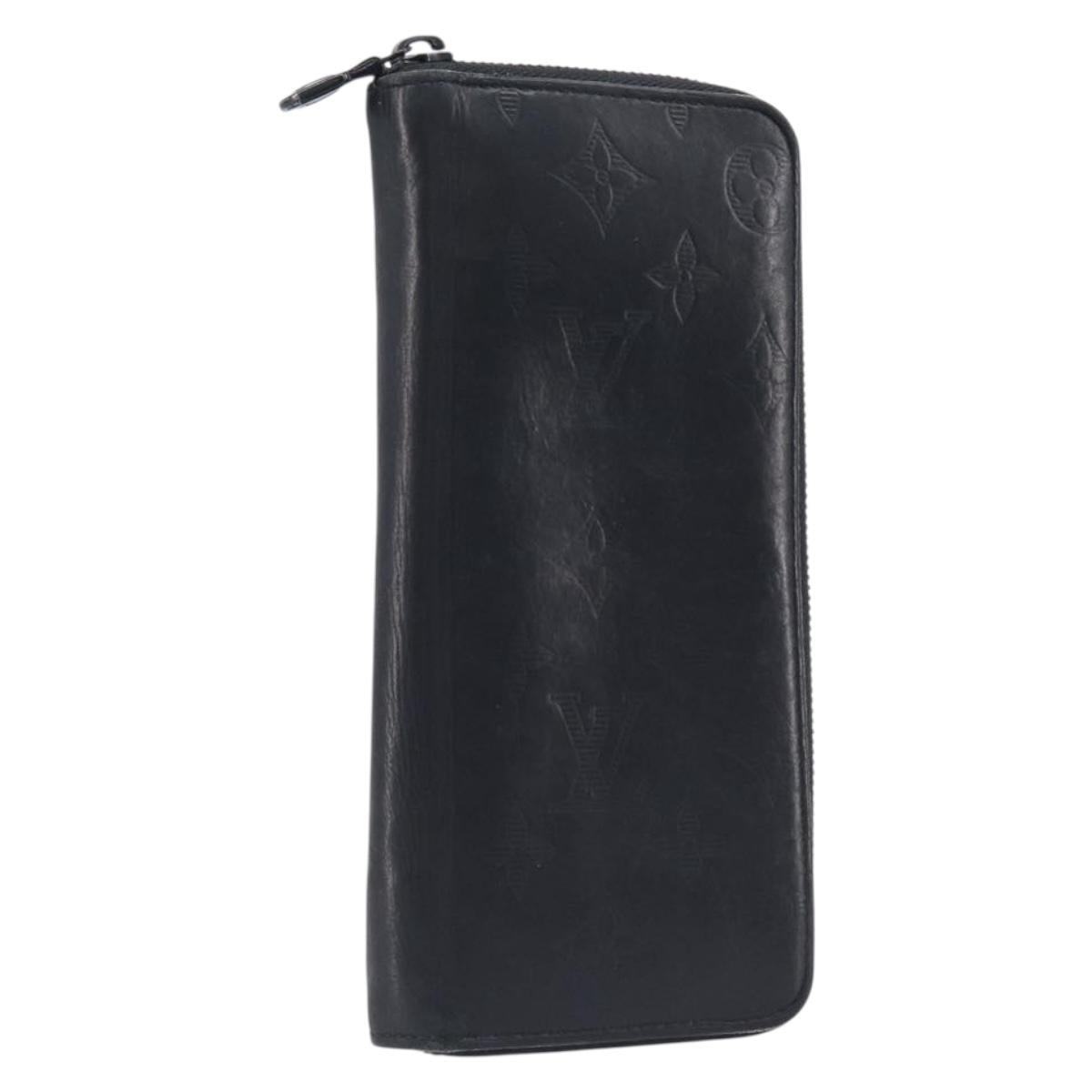 LOUIS VUITTON Monogram Shadow Zippy Wallet Vertical Black M62902 LV Auth 210467