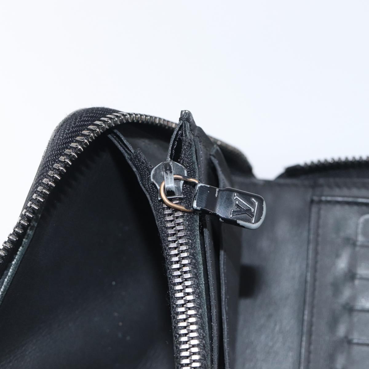 LOUIS VUITTON Monogram Shadow Zippy Wallet Vertical Black M62902 LV Auth 210467