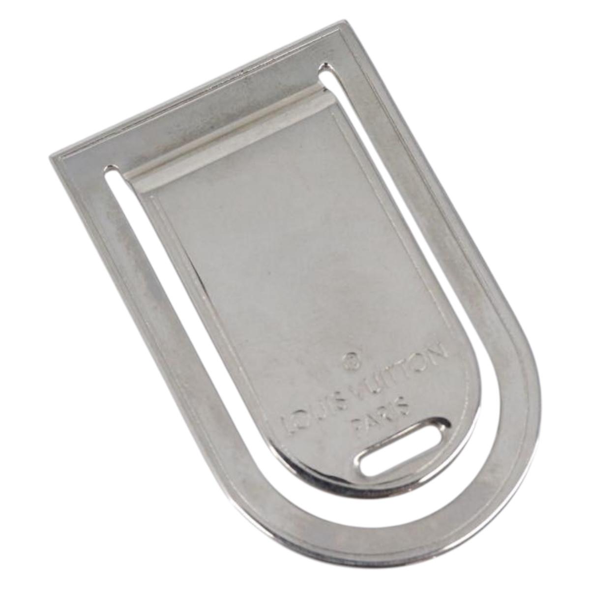 LOUIS VUITTON Avieport Address Money Clip metal Silver M65067 LV Auth 210468