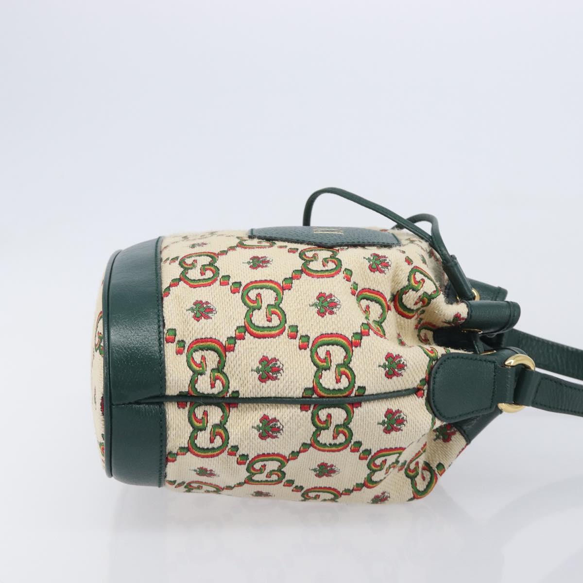 GUCCI 100th Anniversary Shoulder Bag Canvas Green Gold Tone 676682 Auth 210482V