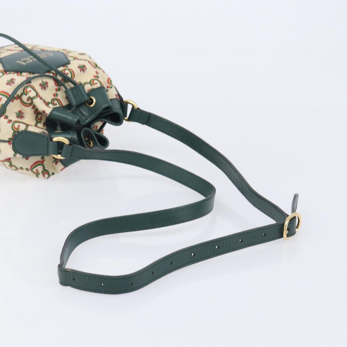 GUCCI 100th Anniversary Shoulder Bag Canvas Green Gold Tone 676682 Auth 210482V