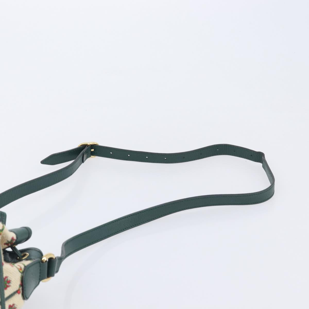 GUCCI 100th Anniversary Shoulder Bag Canvas Green Gold Tone 676682 Auth 210482V