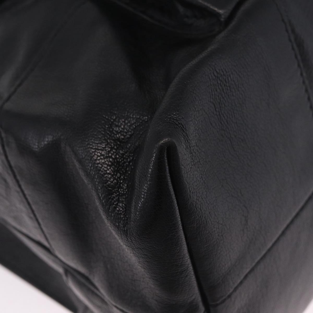 CELINE Hand Bag Leather Black Silver Auth 210485V