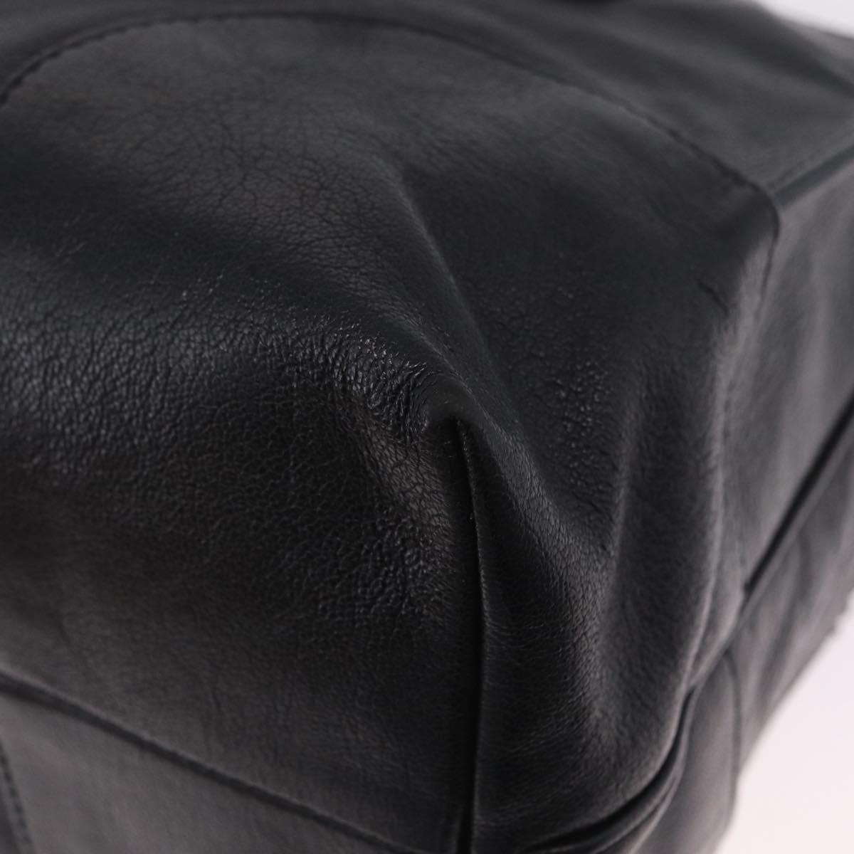 CELINE Hand Bag Leather Black Silver Auth 210485V