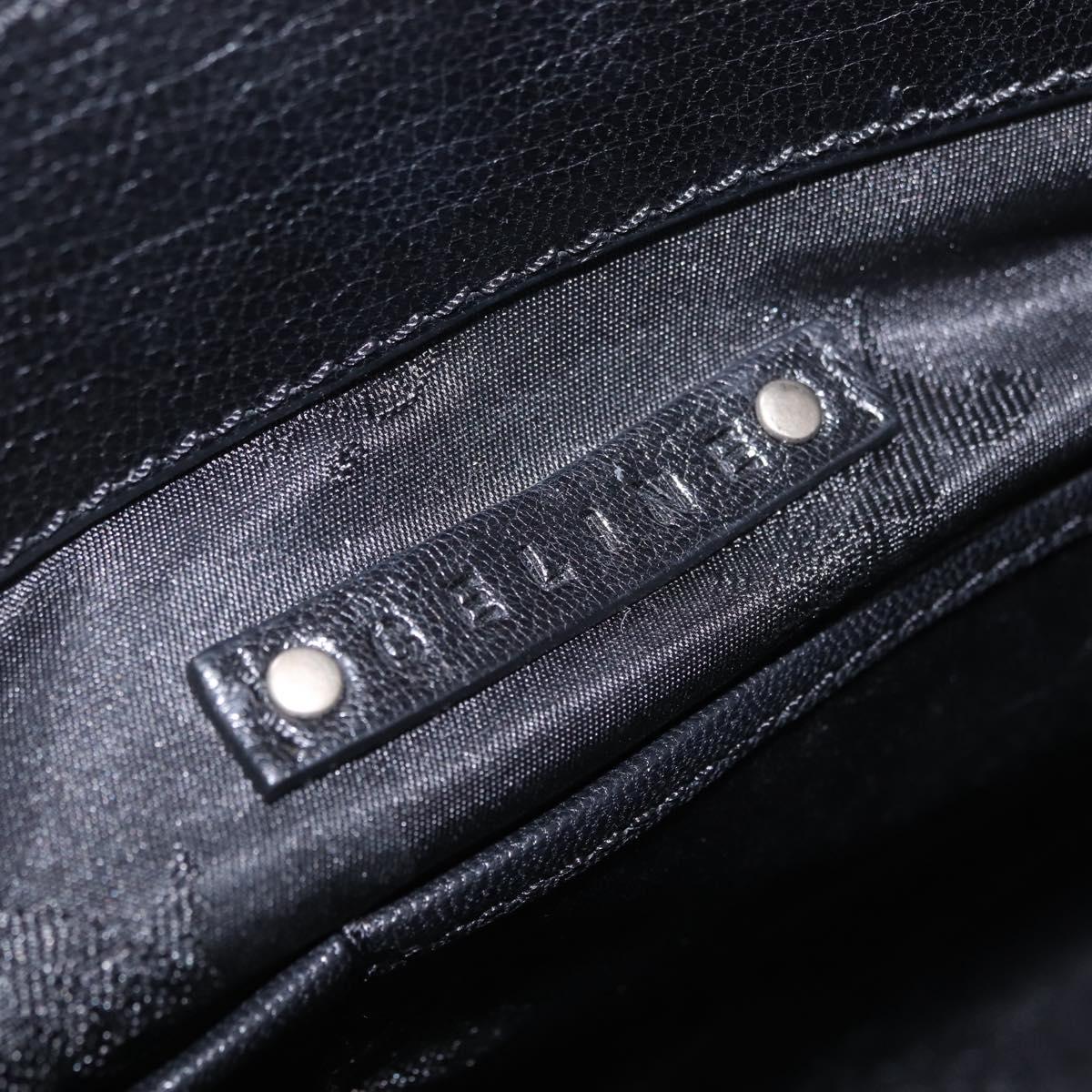 CELINE Hand Bag Leather Black Silver Auth 210485V
