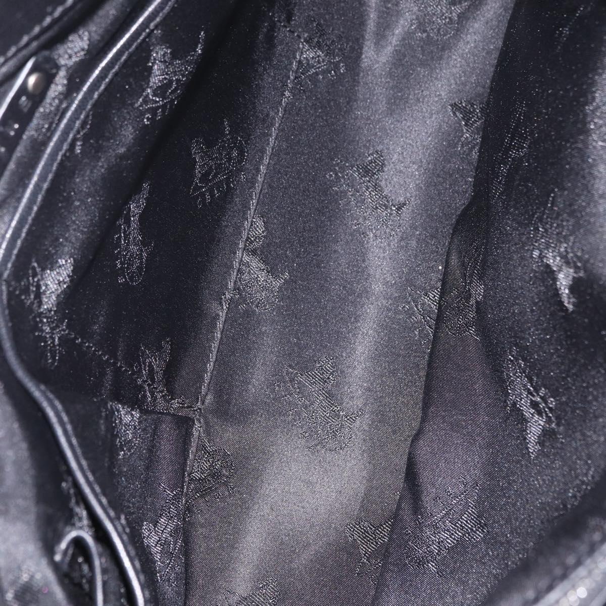 CELINE Hand Bag Leather Black Silver Auth 210485V