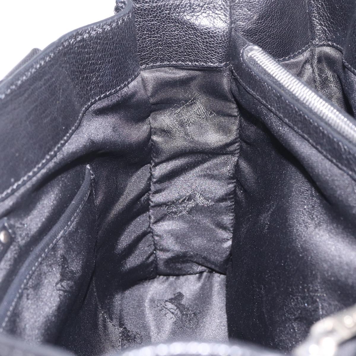 CELINE Hand Bag Leather Black Silver Auth 210485V