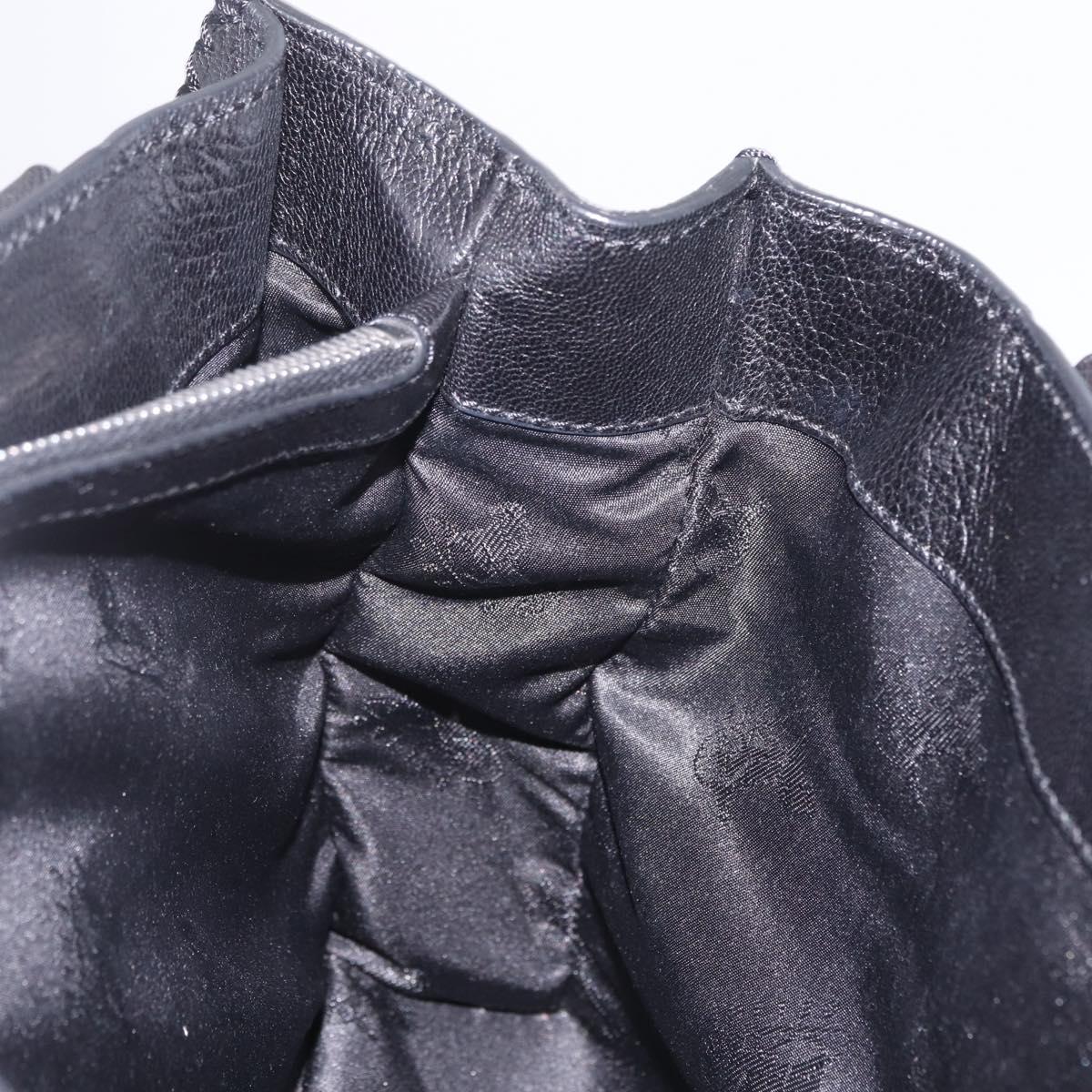 CELINE Hand Bag Leather Black Silver Auth 210485V
