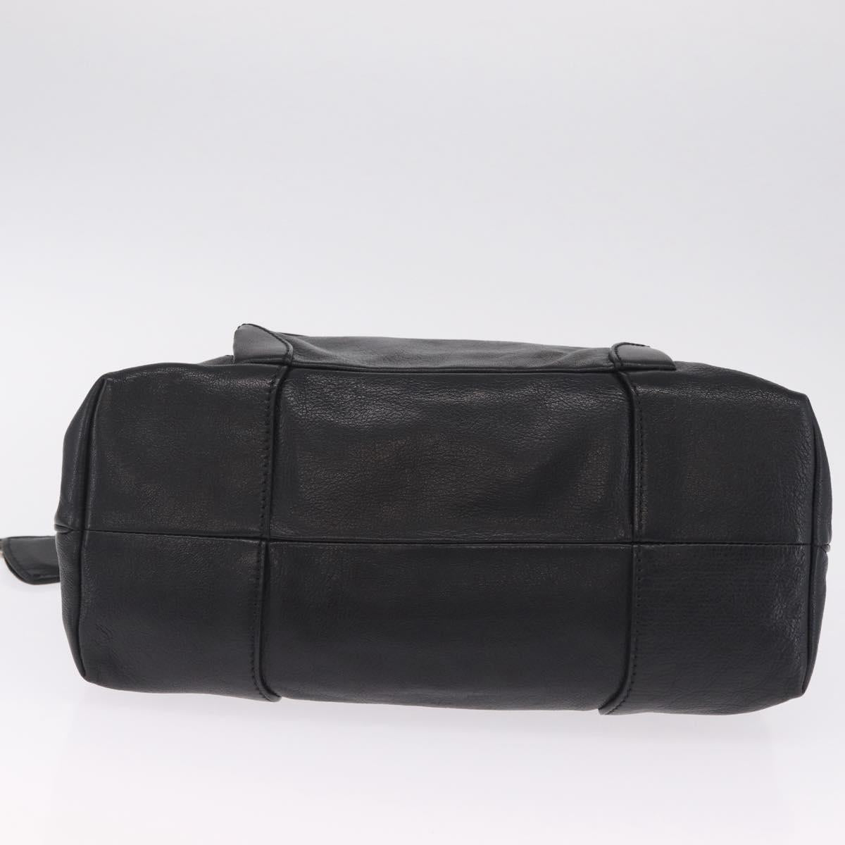 CELINE Hand Bag Leather Black Silver Auth 210485V