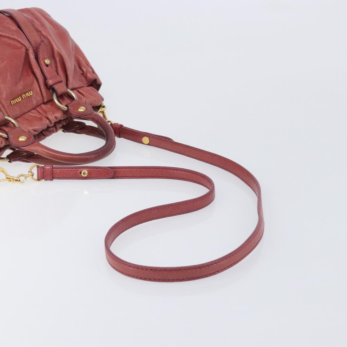 Miu Miu Hand Bag Vittero Dino Leather 2way Pink Gold Auth 210488V