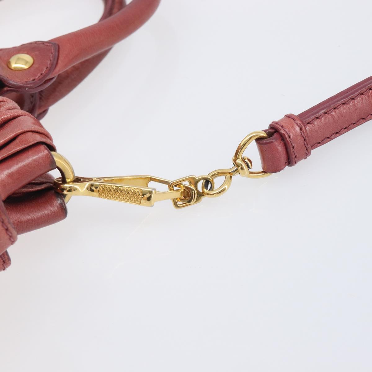 Miu Miu Hand Bag Vittero Dino Leather 2way Pink Gold Auth 210488V