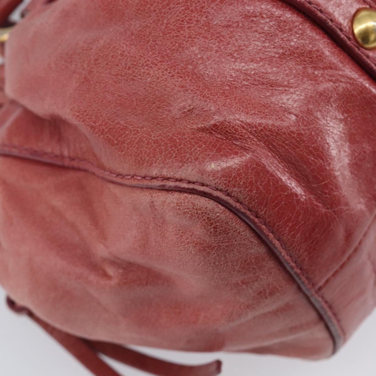 Miu Miu Hand Bag Vittero Dino Leather 2way Pink Gold Auth 210488V