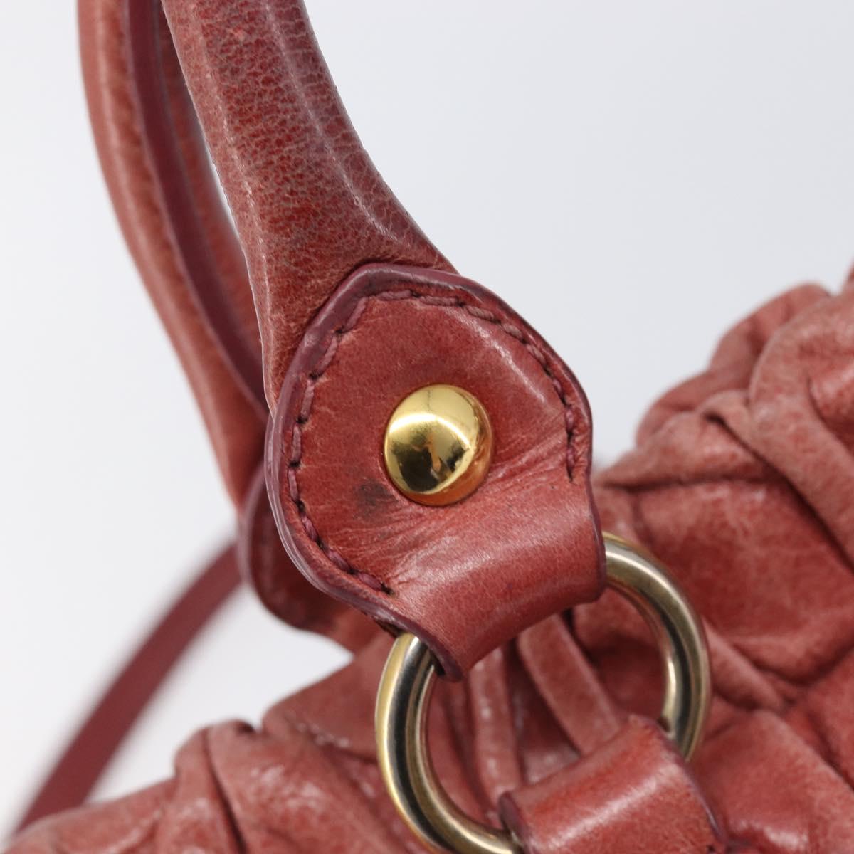 Miu Miu Hand Bag Vittero Dino Leather 2way Pink Gold Auth 210488V