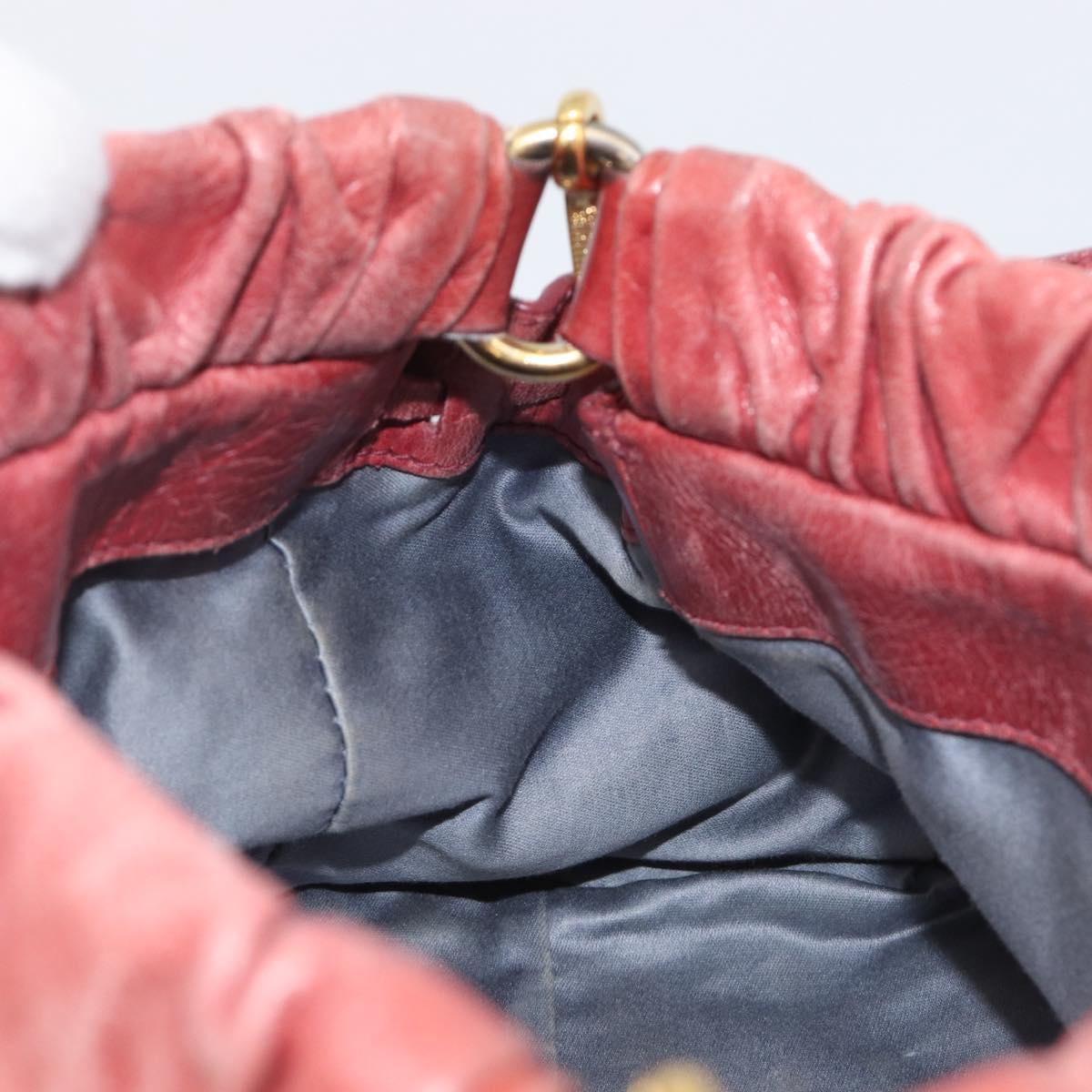 Miu Miu Hand Bag Vittero Dino Leather 2way Pink Gold Auth 210488V