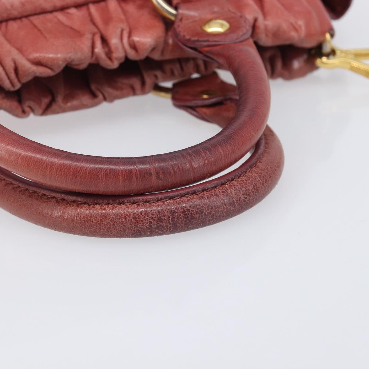 Miu Miu Hand Bag Vittero Dino Leather 2way Pink Gold Auth 210488V