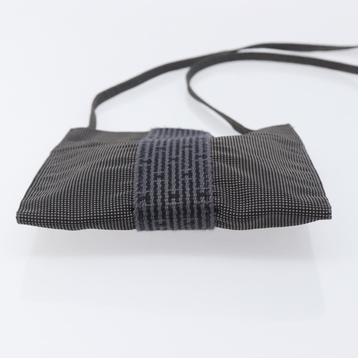 HERMES Her Line Pochette Shoulder Bag Canvas Gray Auth 210490