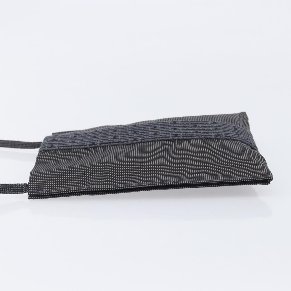 HERMES Her Line Pochette Shoulder Bag Canvas Gray Auth 210491