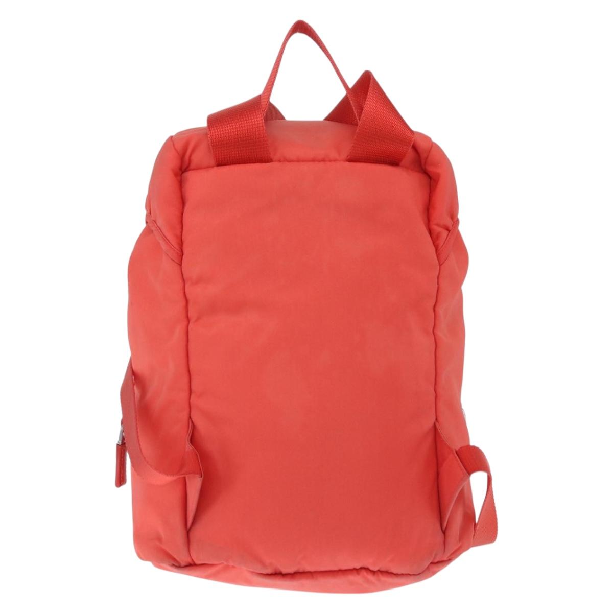 PRADA Backpack Nylon Orange Silver Auth 210493A