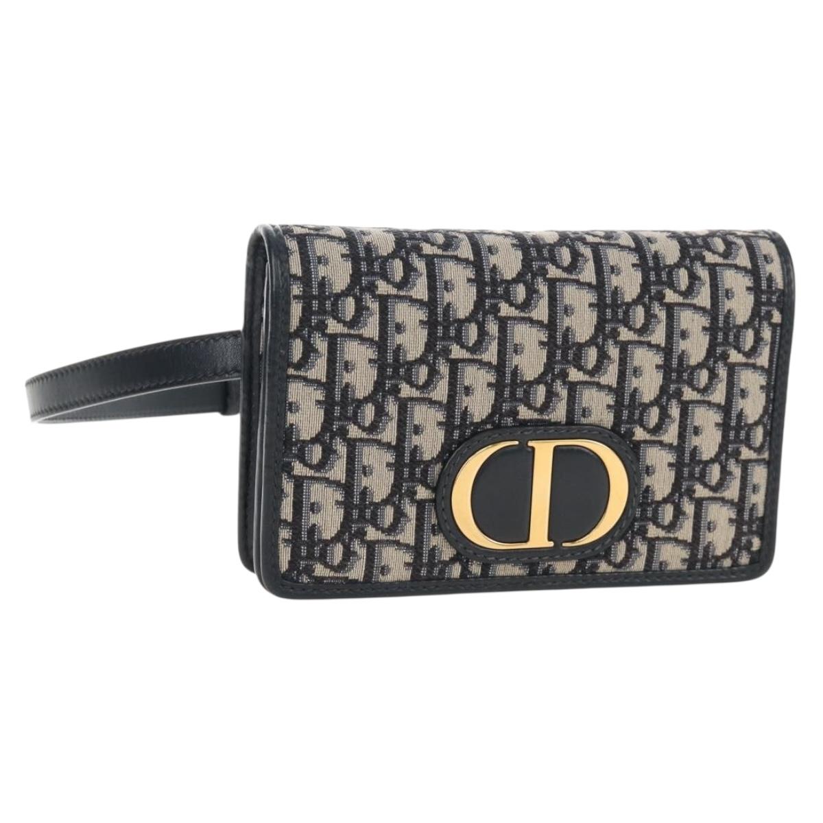 Christian Dior Oblique Montaigne Trotter Canvas Chain Bag 2way Navy Auth 210494V