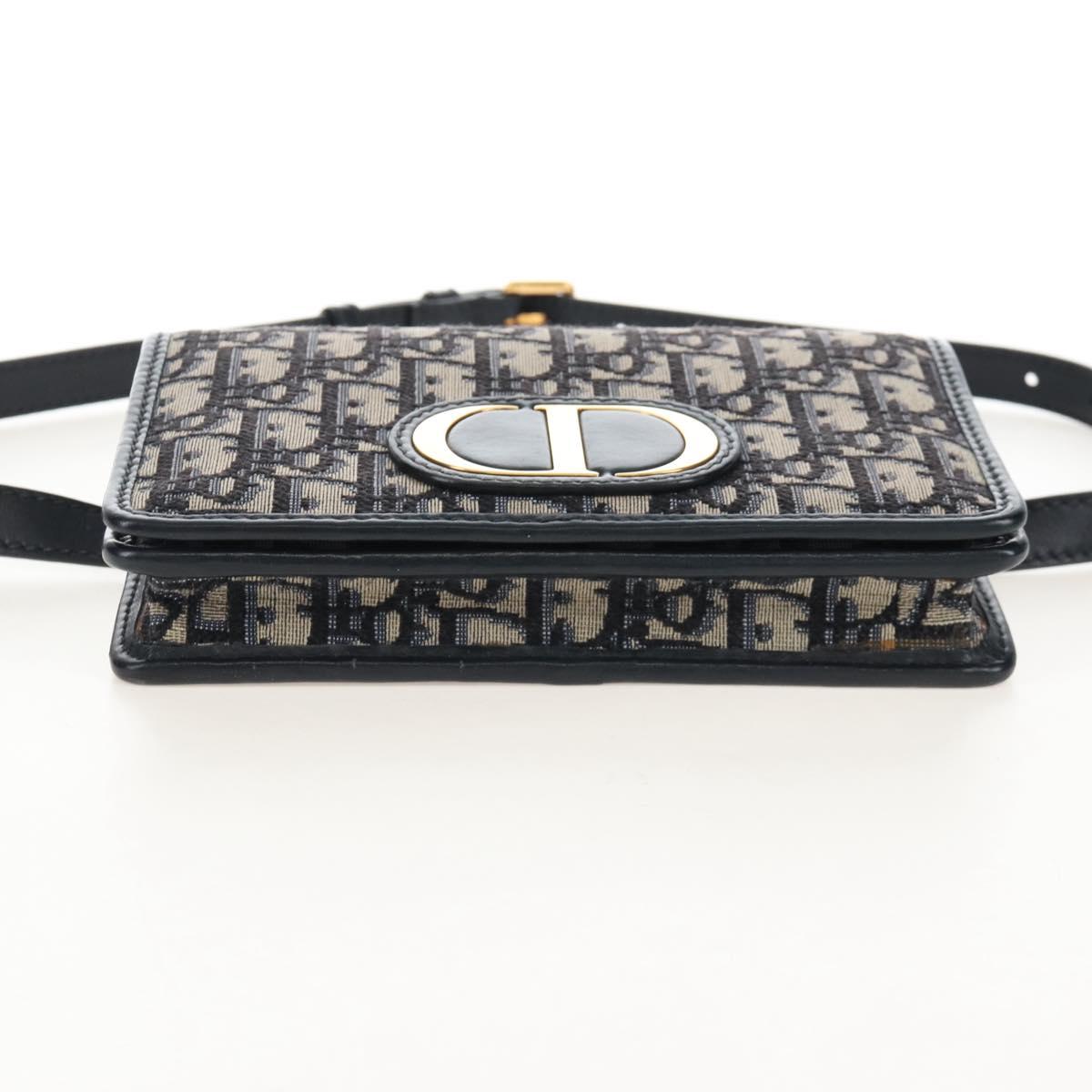 Christian Dior Oblique Montaigne Trotter Canvas Chain Bag 2way Navy Auth 210494V
