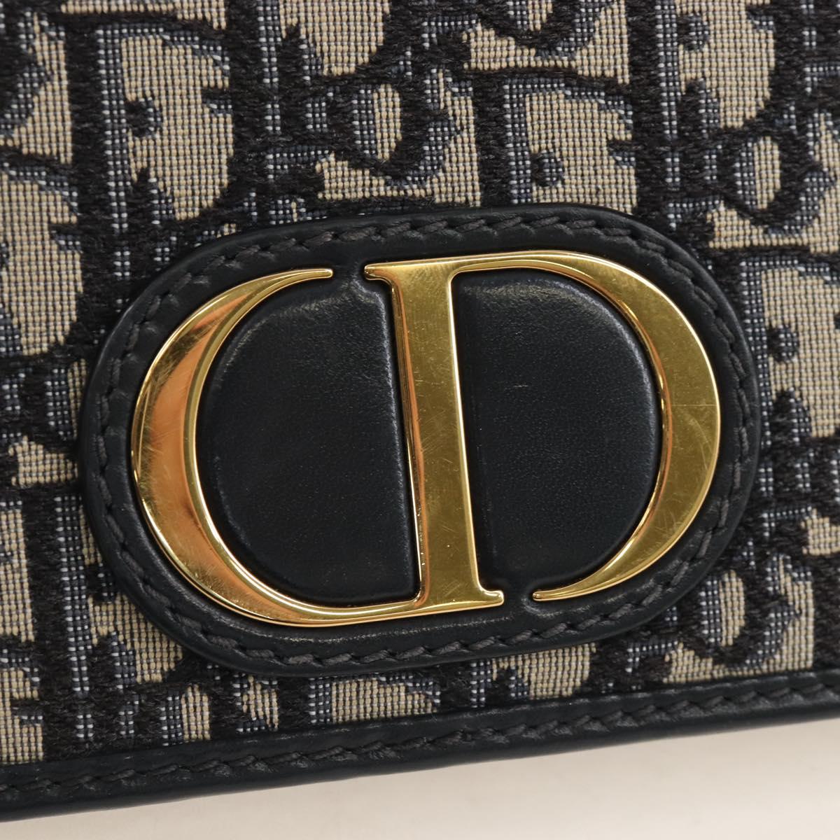 Christian Dior Oblique Montaigne Trotter Canvas Chain Bag 2way Navy Auth 210494V