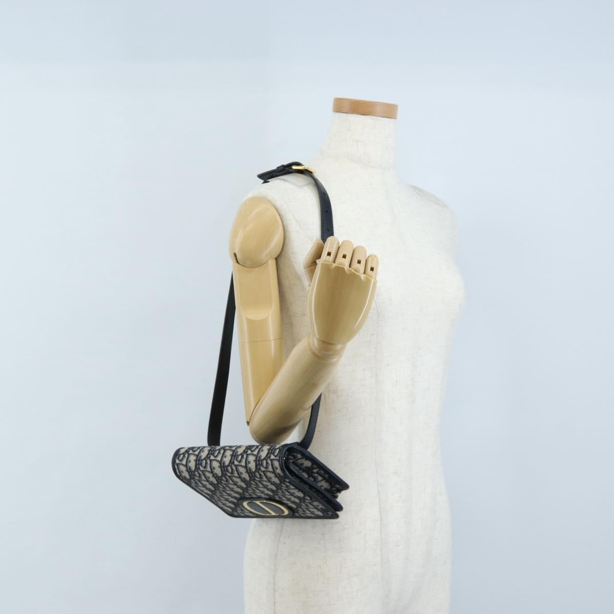 Christian Dior Oblique Montaigne Trotter Canvas Chain Bag 2way Navy Auth 210494V