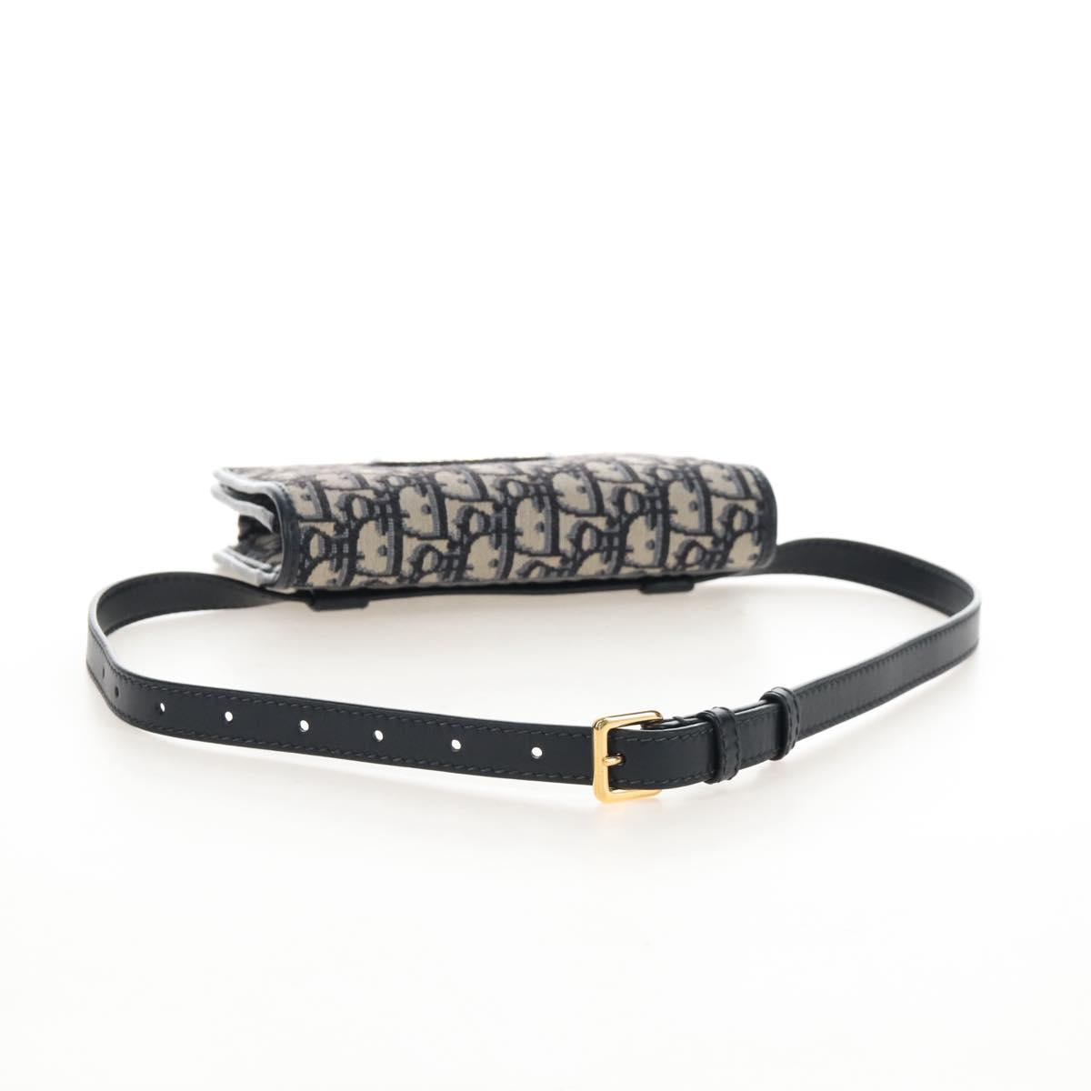 Christian Dior Oblique Montaigne Trotter Canvas Chain Bag 2way Navy Auth 210494V