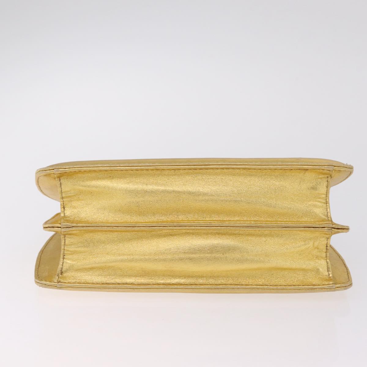 Bottega Veneta Hand Bag Leather Gold Auth 210495A