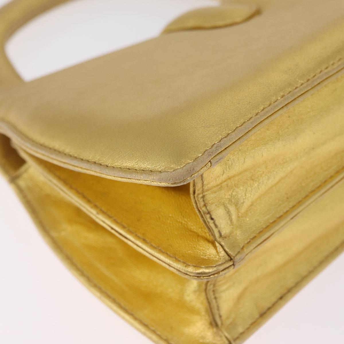 Bottega Veneta Hand Bag Leather Gold Auth 210495A