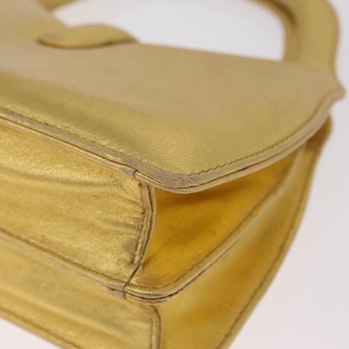 Bottega Veneta Hand Bag Leather Gold Auth 210495A