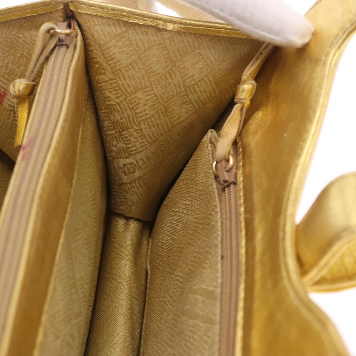 Bottega Veneta Hand Bag Leather Gold Auth 210495A