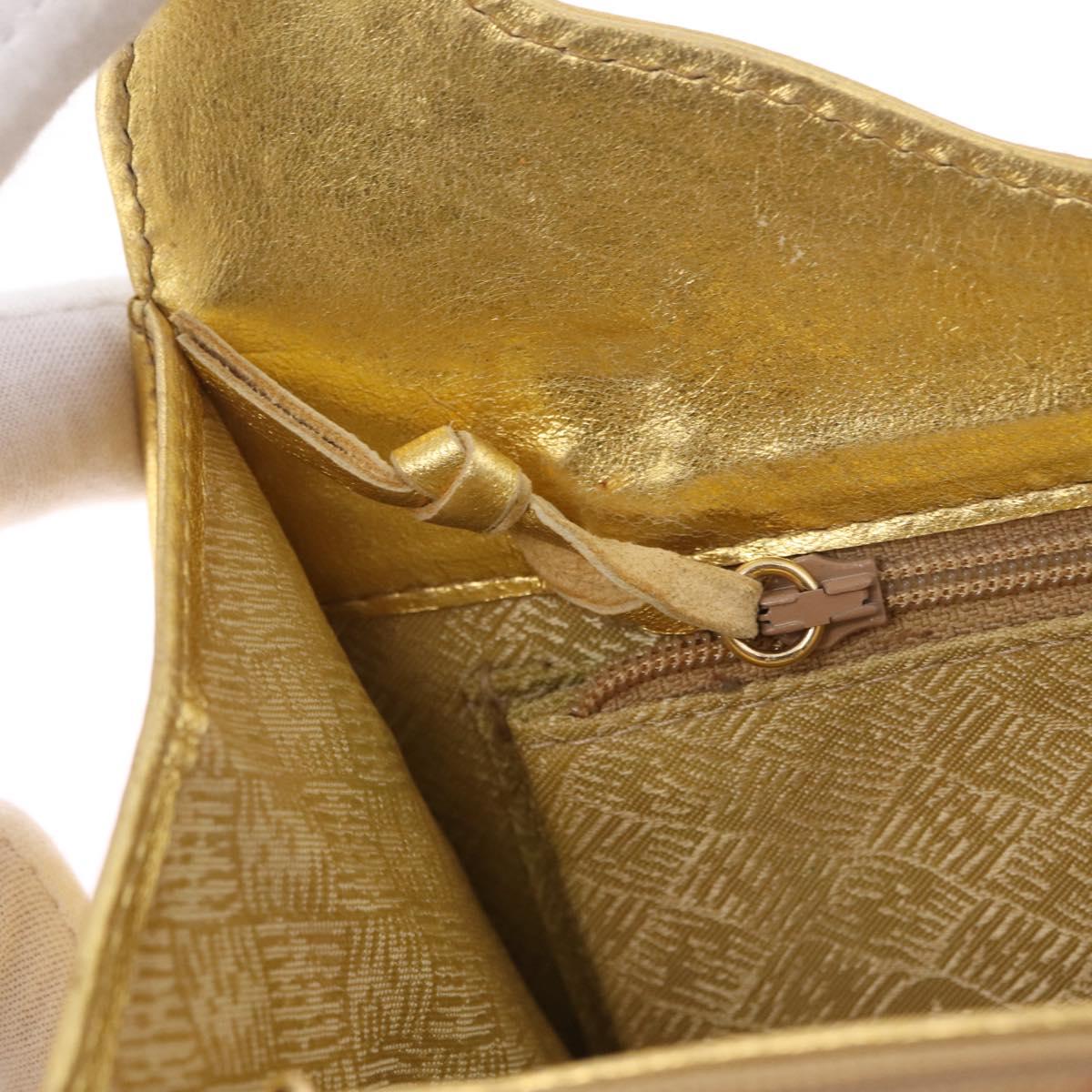 Bottega Veneta Hand Bag Leather Gold Auth 210495A