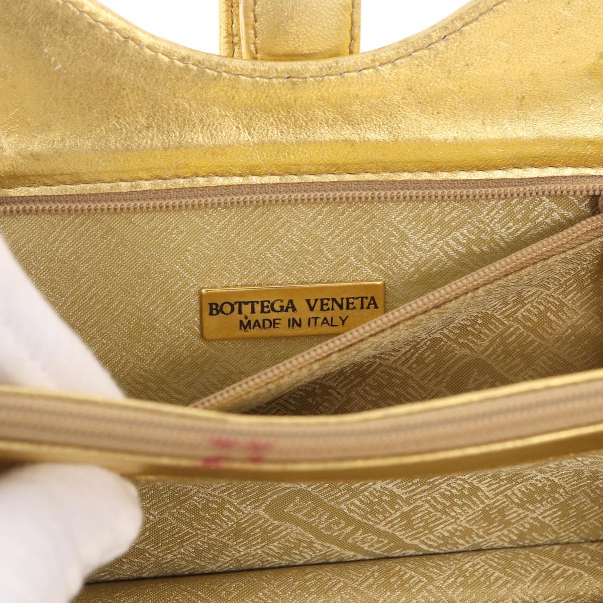 Bottega Veneta Hand Bag Leather Gold Auth 210495A