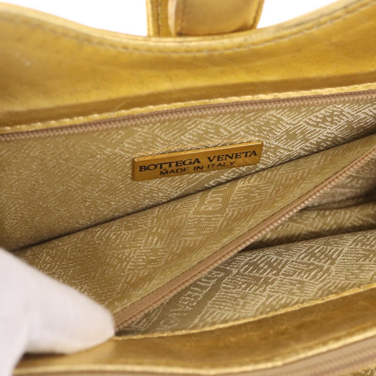 Bottega Veneta Hand Bag Leather Gold Auth 210495A
