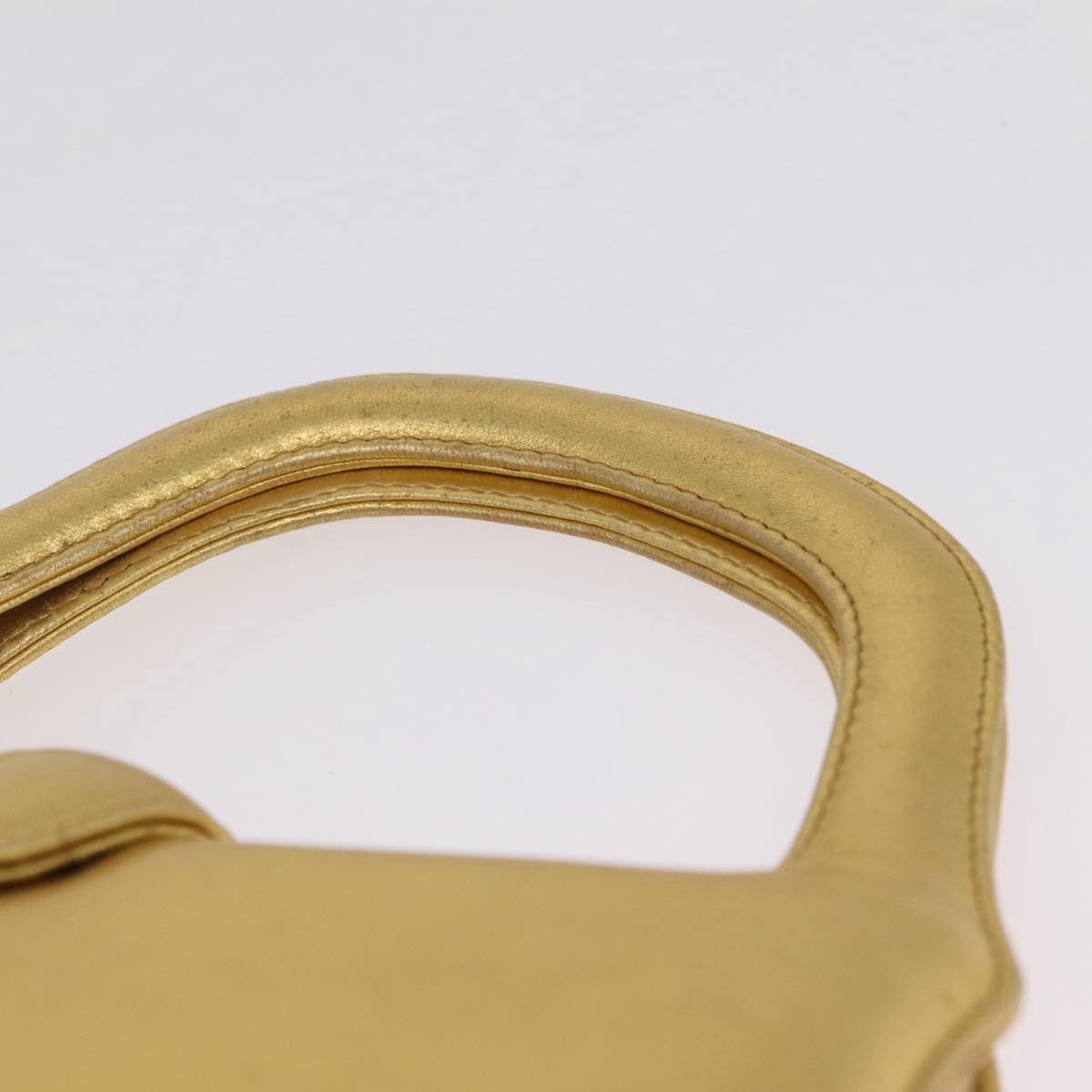 Bottega Veneta Hand Bag Leather Gold Auth 210495A